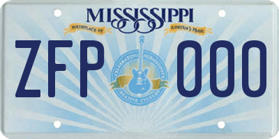 MS license plate ZFP000
