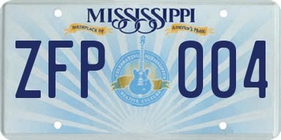 MS license plate ZFP004