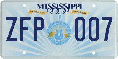 MS license plate ZFP007