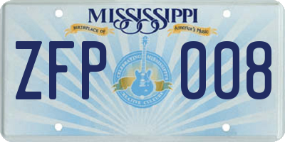 MS license plate ZFP008