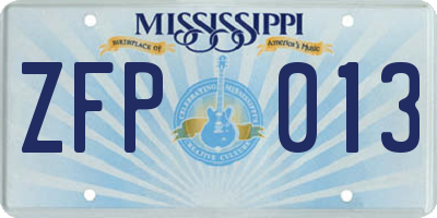 MS license plate ZFP013