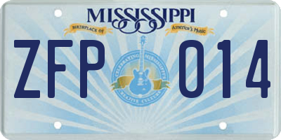 MS license plate ZFP014