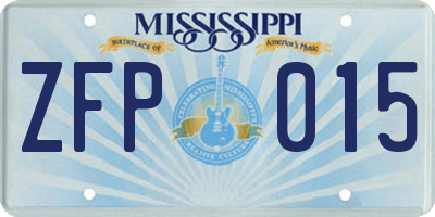 MS license plate ZFP015