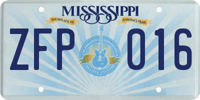 MS license plate ZFP016