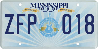 MS license plate ZFP018