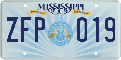 MS license plate ZFP019