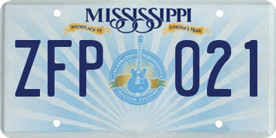 MS license plate ZFP021