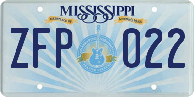 MS license plate ZFP022