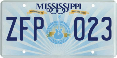 MS license plate ZFP023