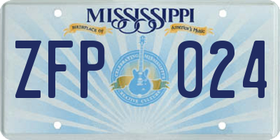MS license plate ZFP024