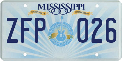 MS license plate ZFP026