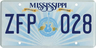 MS license plate ZFP028