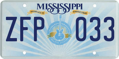 MS license plate ZFP033