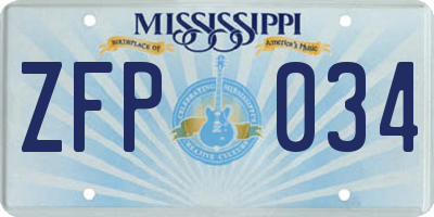 MS license plate ZFP034