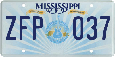 MS license plate ZFP037