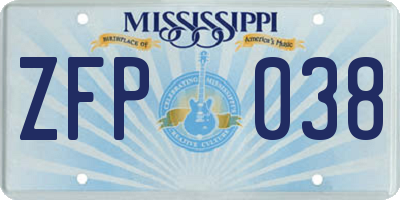 MS license plate ZFP038
