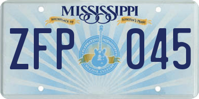 MS license plate ZFP045