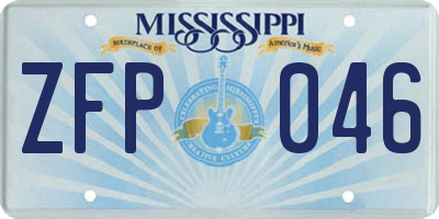MS license plate ZFP046