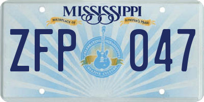 MS license plate ZFP047