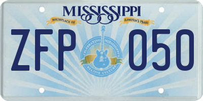 MS license plate ZFP050
