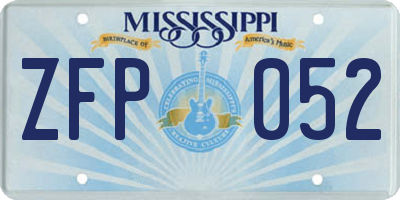MS license plate ZFP052