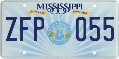 MS license plate ZFP055