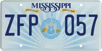 MS license plate ZFP057