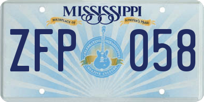MS license plate ZFP058