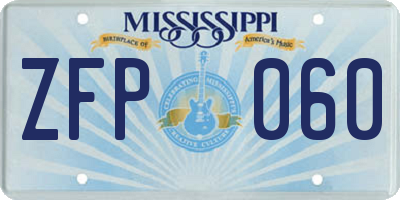 MS license plate ZFP060