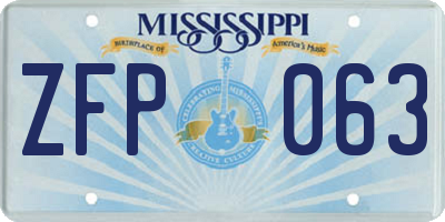 MS license plate ZFP063