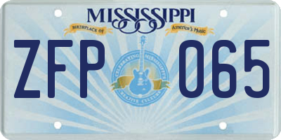 MS license plate ZFP065