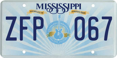 MS license plate ZFP067
