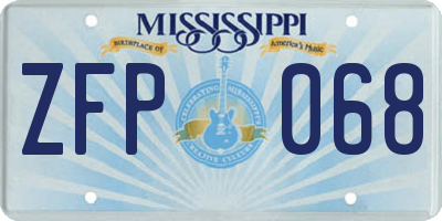 MS license plate ZFP068