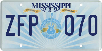 MS license plate ZFP070
