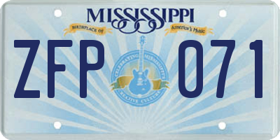 MS license plate ZFP071