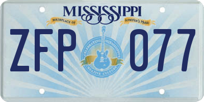 MS license plate ZFP077
