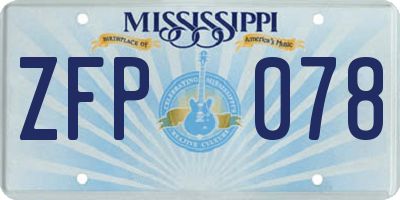 MS license plate ZFP078