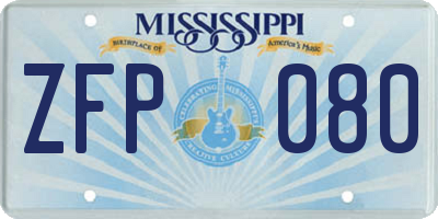 MS license plate ZFP080