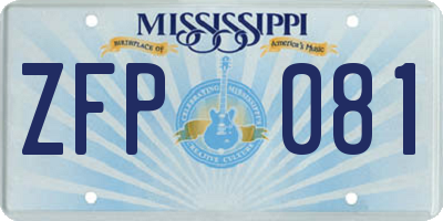 MS license plate ZFP081