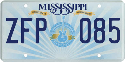 MS license plate ZFP085