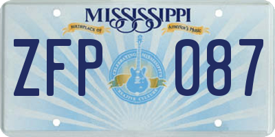 MS license plate ZFP087