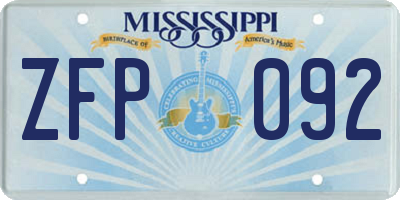 MS license plate ZFP092