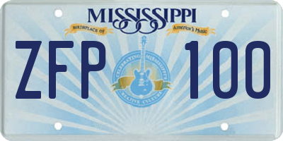 MS license plate ZFP100