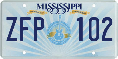 MS license plate ZFP102