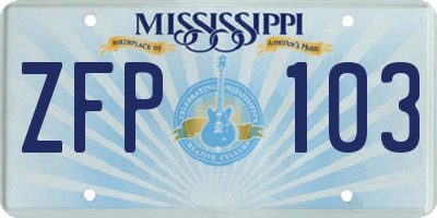 MS license plate ZFP103