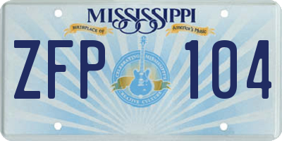 MS license plate ZFP104