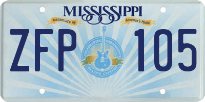 MS license plate ZFP105