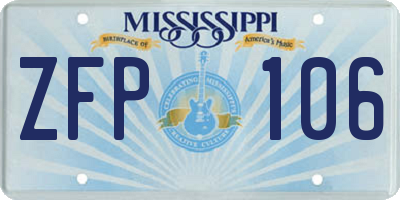 MS license plate ZFP106