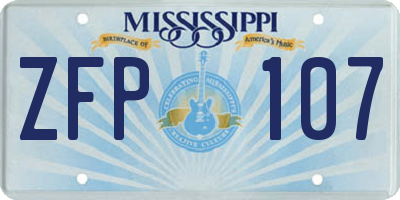 MS license plate ZFP107