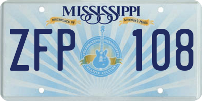 MS license plate ZFP108